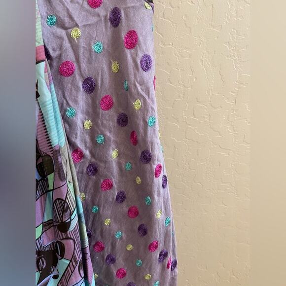 Vintage Save the Queen Jean Paul Gaultier Embroidered Spot Drape Scarf Dress S - Picture 3 of 8